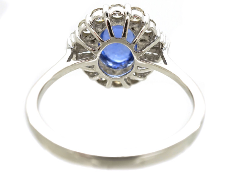 18ct White Gold Sapphire & Diamond Cluster Ring