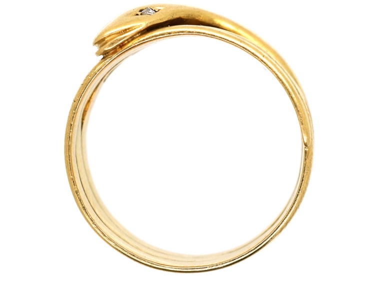 Victorian 15ct Gold Snake Ring With Rose Diamond Eyes