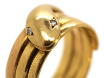Victorian 15ct Gold Snake Ring With Rose Diamond Eyes