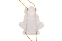 Art Deco Glass Monkey Pendant on Original Cord Chain