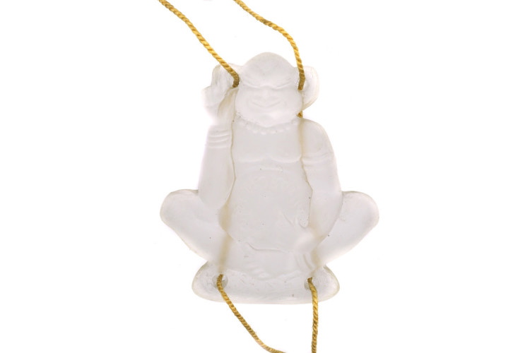 Art Deco Glass Monkey Pendant on Original Cord Chain