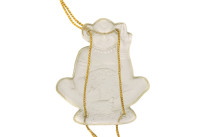 Art Deco Glass Monkey Pendant on Original Cord Chain