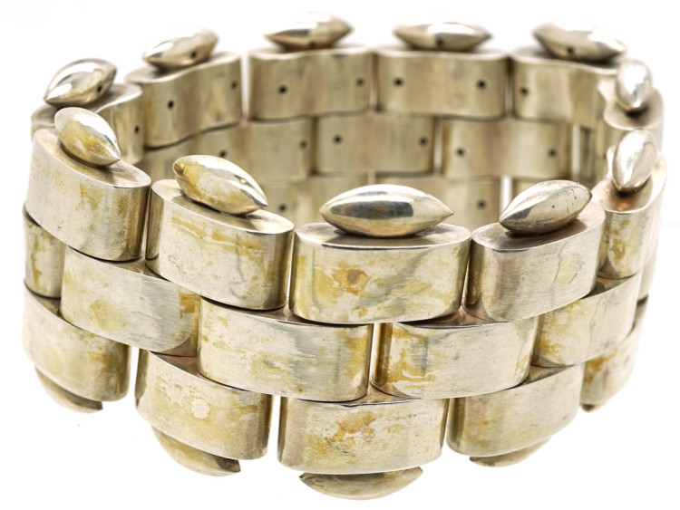 Victorian Silver Wide Bracelet