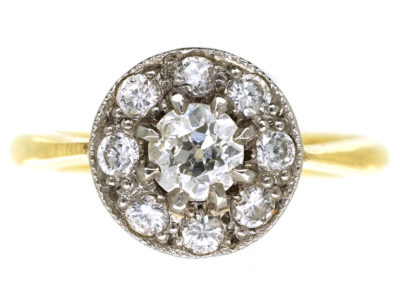 Edwardian 18ct Gold & Platinum, Diamond Cluster Ring