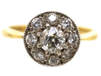 Edwardian 18ct Gold & Platinum, Diamond Cluster Ring
