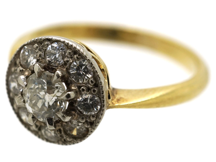 Edwardian 18ct Gold & Platinum, Diamond Cluster Ring