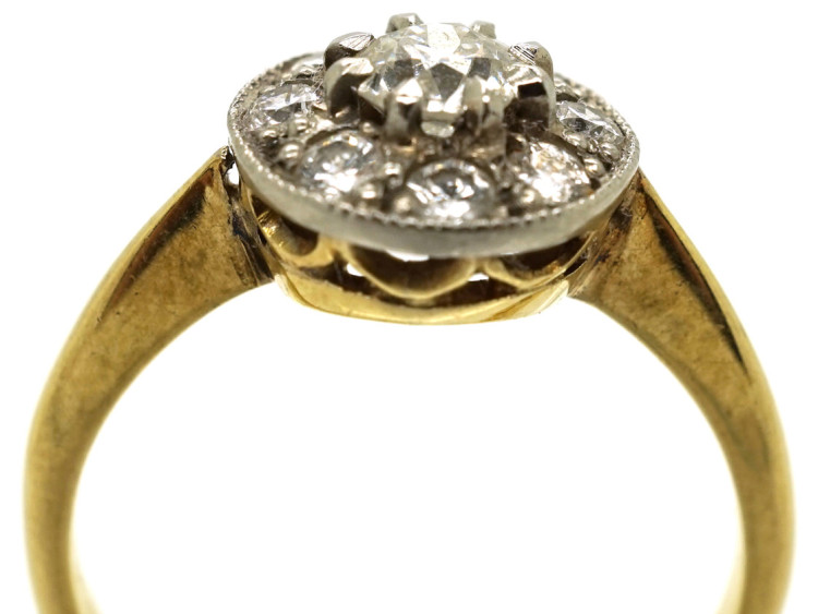 Edwardian 18ct Gold & Platinum, Diamond Cluster Ring