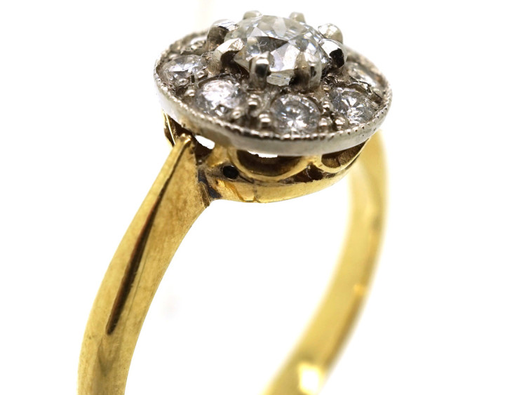Edwardian 18ct Gold & Platinum, Diamond Cluster Ring