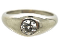 Art Deco French Platinum & Single Stone Diamond Ring