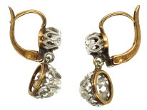 French Two Stone Diamond Drop Earrings