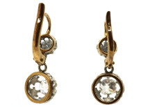 French Two Stone Diamond Drop Earrings