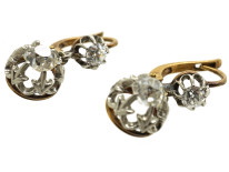 French Two Stone Diamond Drop Earrings