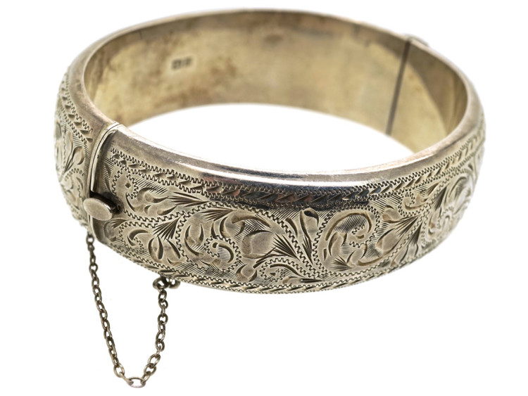 Silver Engraved Bangle