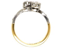 Edwardian 18ct Gold & Platinum, Two Diamond Crossover Ring