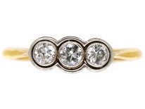 Art Deco 18ct Gold & Platinum Three Stone Diamond Ring