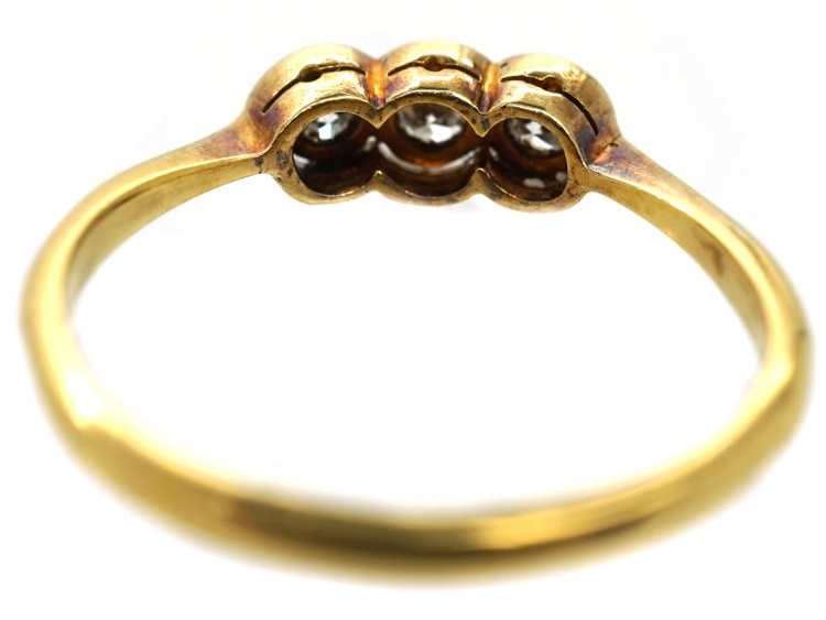 Art Deco 18ct Gold & Platinum Three Stone Diamond Ring