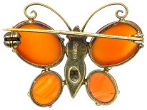Silver, Enamel & Carnelian Butterfly Brooch