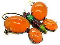 Silver, Enamel & Carnelian Butterfly Brooch