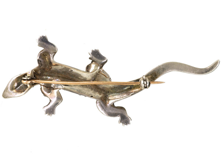 Silver & Marcasite Lizard Brooch