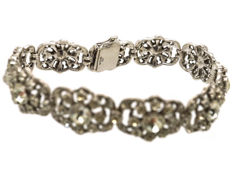 Silver & Paste Flower Motif Bracelet