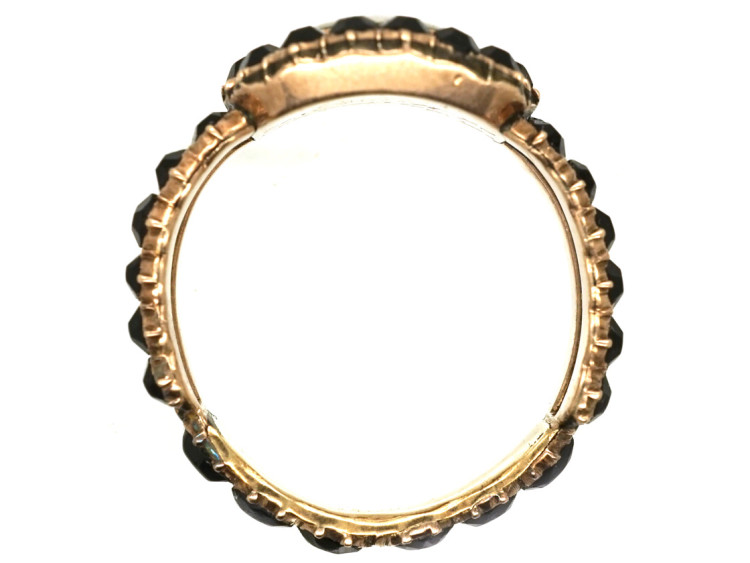 Georgian 9ct Gold & Vauxhall Glass Mourning Ring