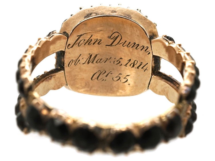 Georgian 9ct Gold & Vauxhall Glass Mourning Ring