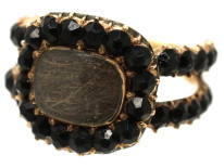 Georgian 9ct Gold & Vauxhall Glass Mourning Ring