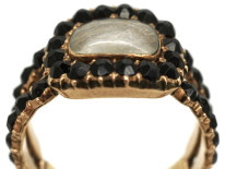 Georgian 9ct Gold & Vauxhall Glass Mourning Ring
