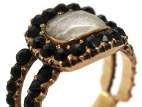 Georgian 9ct Gold & Vauxhall Glass Mourning Ring