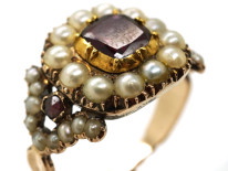 Georgian Gold, Flat Cut Almandine Garnet & Natural Split Pearl Ring
