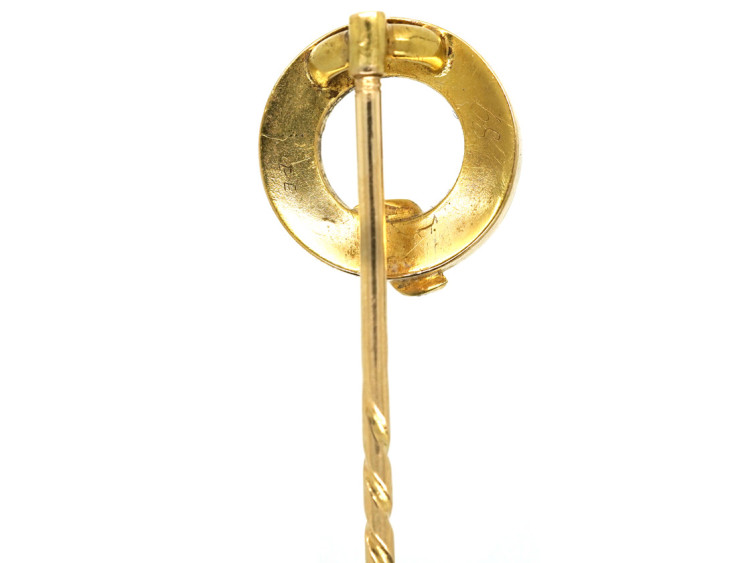 Edwardian 15ct gold, Natural Split Pearl & Rose Diamond Garter Tie Pin