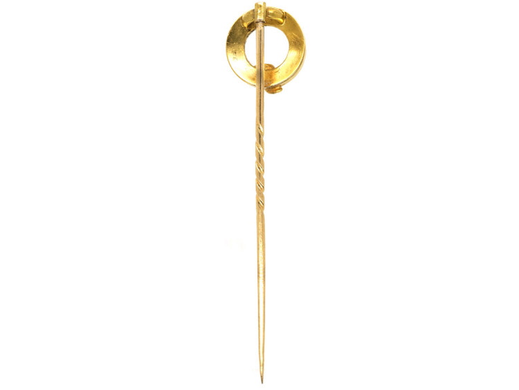 Edwardian 15ct gold, Natural Split Pearl & Rose Diamond Garter Tie Pin