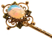 Edwardian 15ct Two Colour Gold & Opal Tie Pin