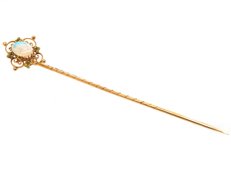 Edwardian 15ct Two Colour Gold & Opal Tie Pin