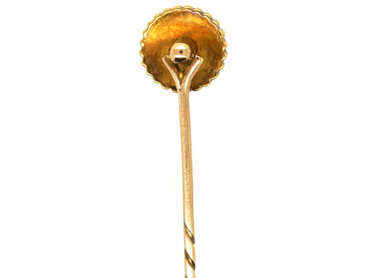 Edwardian 15ct Gold, Natural Pearl & Rose Diamond Tie Pin