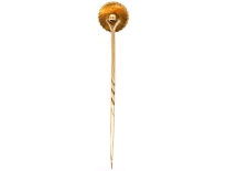 Edwardian 15ct Gold, Natural Pearl & Rose Diamond Tie Pin