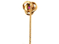 Edwardian 14ct Gold & Ruby Knot Tie Pin