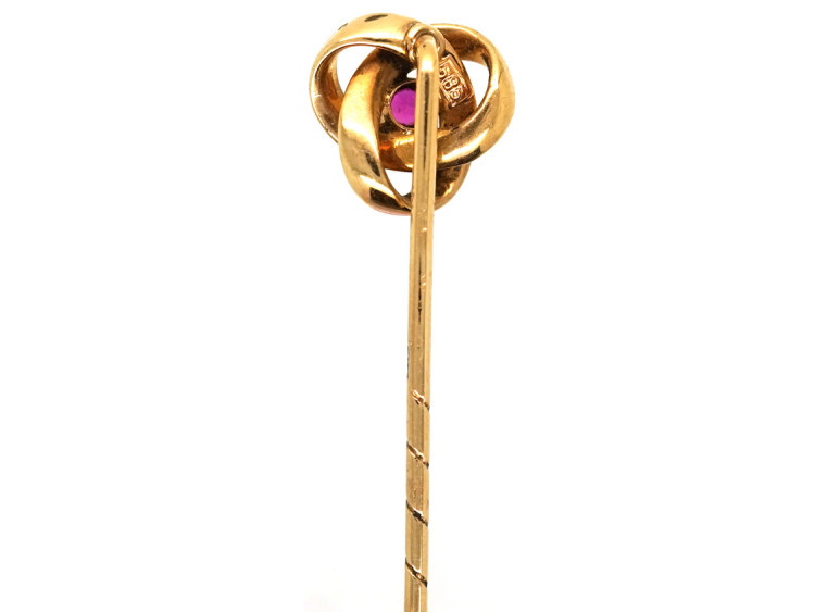 Edwardian 14ct Gold & Ruby Knot Tie Pin