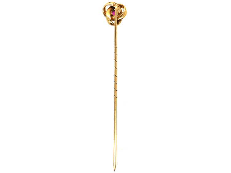Edwardian 14ct Gold & Ruby Knot Tie Pin
