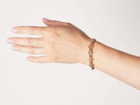 Edwardian 15ct Gold Curb Bracelet Set With Turquoise & Pearls
