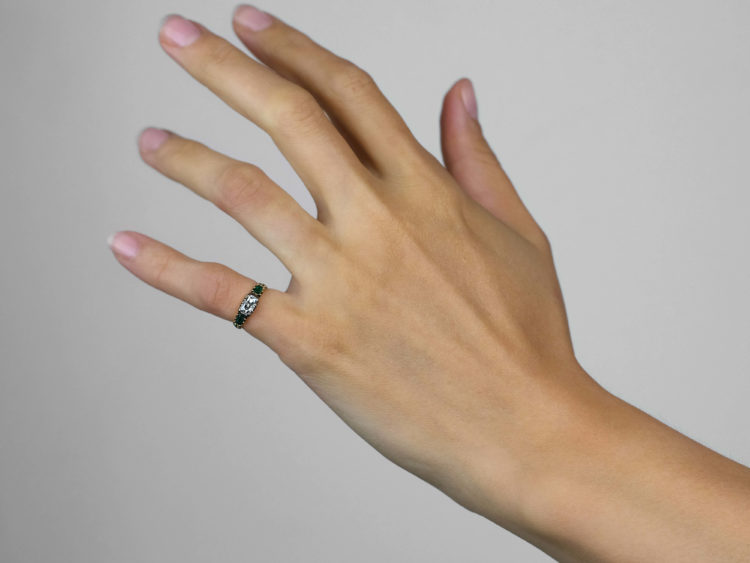 Georgian 18ct Gold, Diamond & Emerald Ring