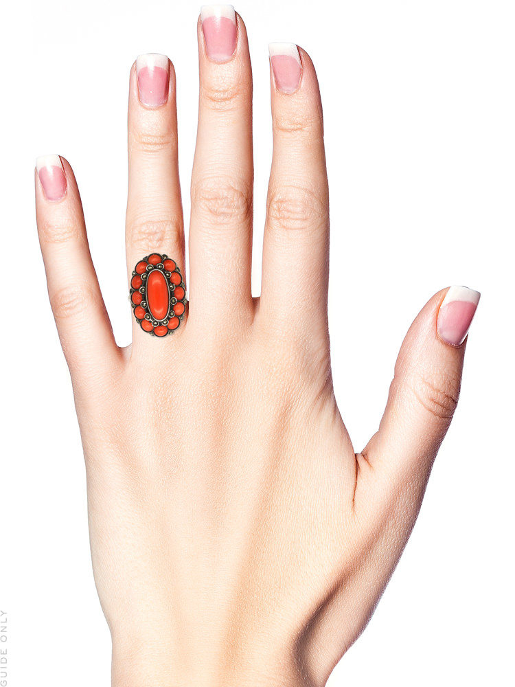 Art Deco Silver, Coral & Marcasite Ring
