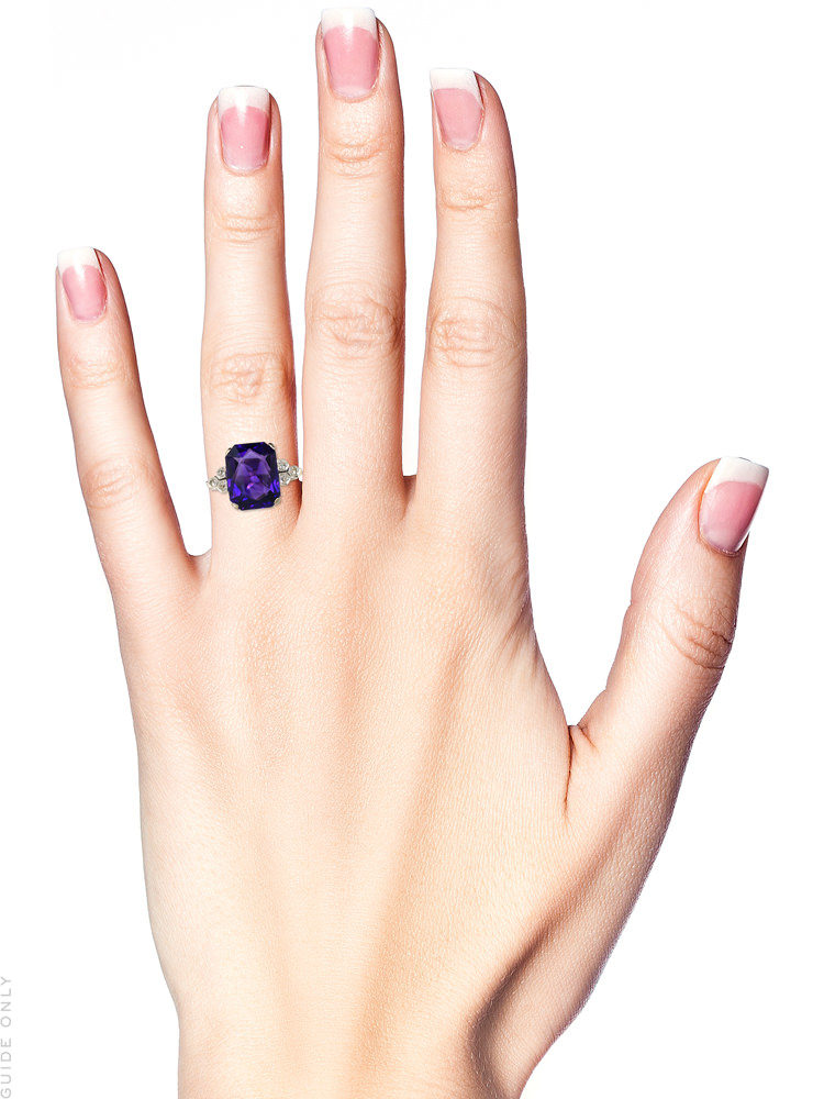 Art Deco 18ct White Gold & Platinum, Amethyst & Diamond Ring