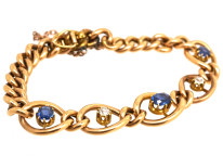 Edwardian 15ct Gold Bracelet Set With Sapphires & Diamonds