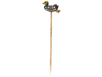 Edwardian Diamond & Enamel Duckling Tie Pin