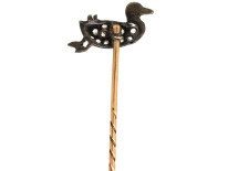 Edwardian Diamond & Enamel Duckling Tie Pin
