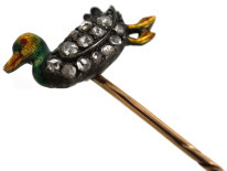 Edwardian Diamond & Enamel Duckling Tie Pin