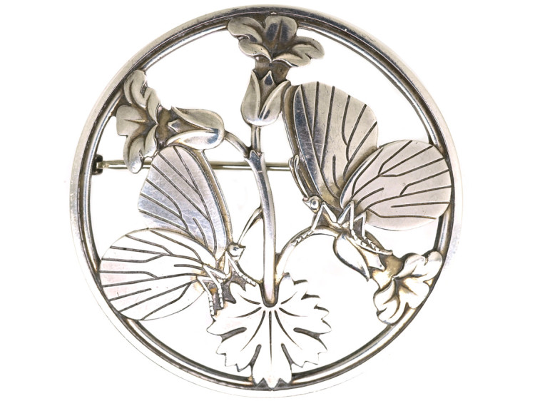 Silver Moonlight Blossom Brooch by Arno Malinowski for Georg Jensen