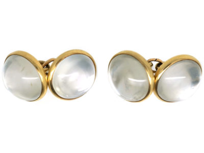 Art Deco 14ct Gold & Moonstone Cufflinks