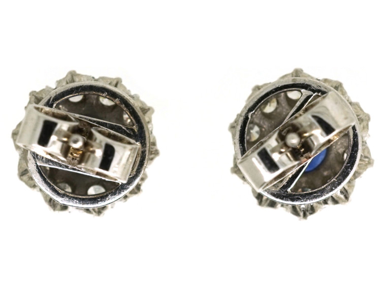 18ct White Gold, Sapphire & Diamond Cluster Earrings